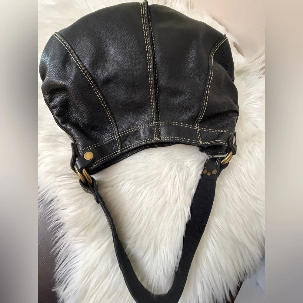 Lucky Brand Black Hobo Bag with Gold Accents